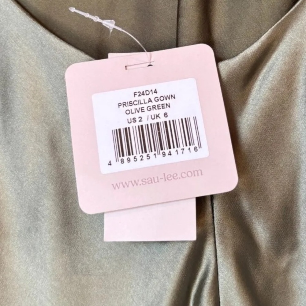 SAU LEE REVOVLE Priscilla Gown in Olive Green Draped Open Back - Picture 6 of 11
